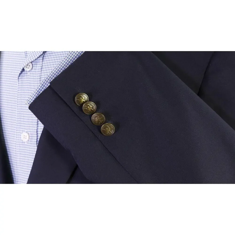 Hart Schaffner Marx Navy Blue Gold Metal Buttons Wool Blazer Jacket 40L
